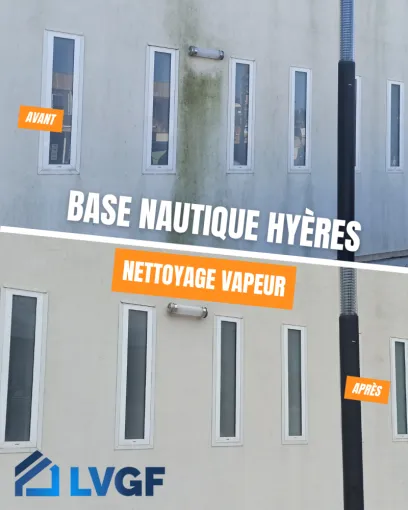 Photo avant-après nettoyage à vapeur base nautique Hyères